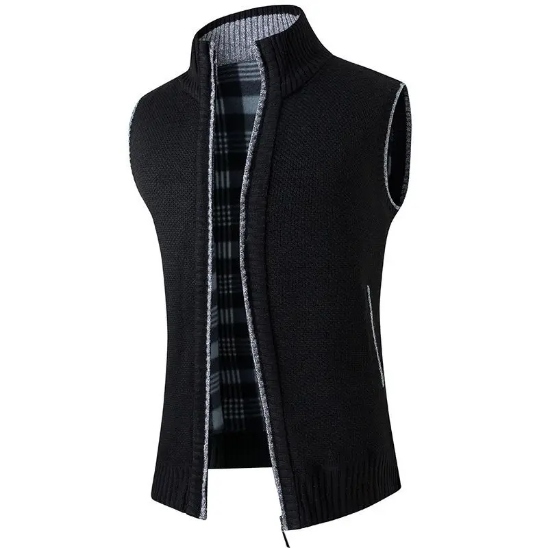 Thick Woolen Sweater Vest Cardigan Knitted Cedar Sleeveless Jacket Men's Youth Fashion Warm and Trendy