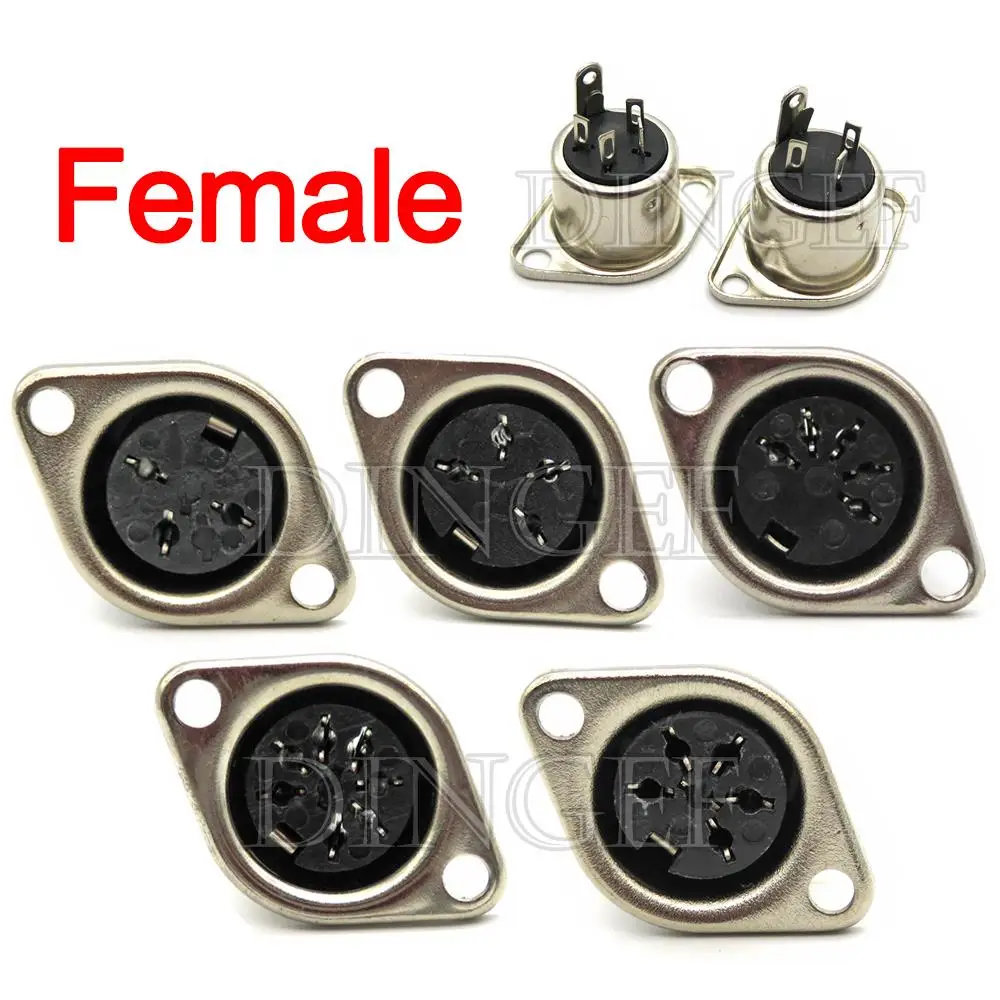 1Set 3PIN 4PIN 5PIN 6PIN 7PIN 8PIN S terminal Panel Mount Female + Male Jack DIN Adapter MIDI Cable Connector