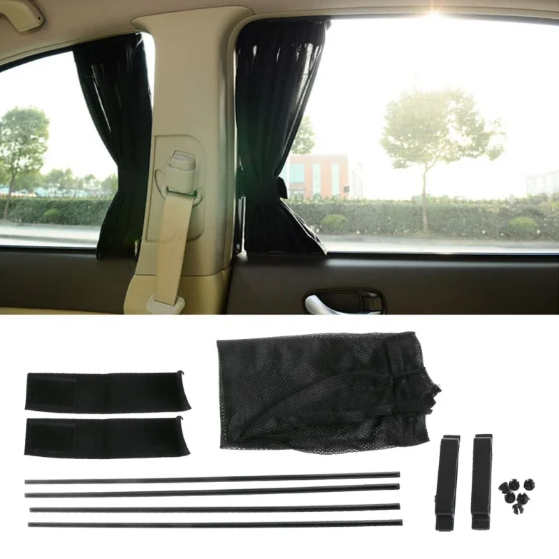 Universal Black Mesh Interlock Auto Car Window Curtain Sunshade Visor UV Block for Side Window Windshield and Rear Window