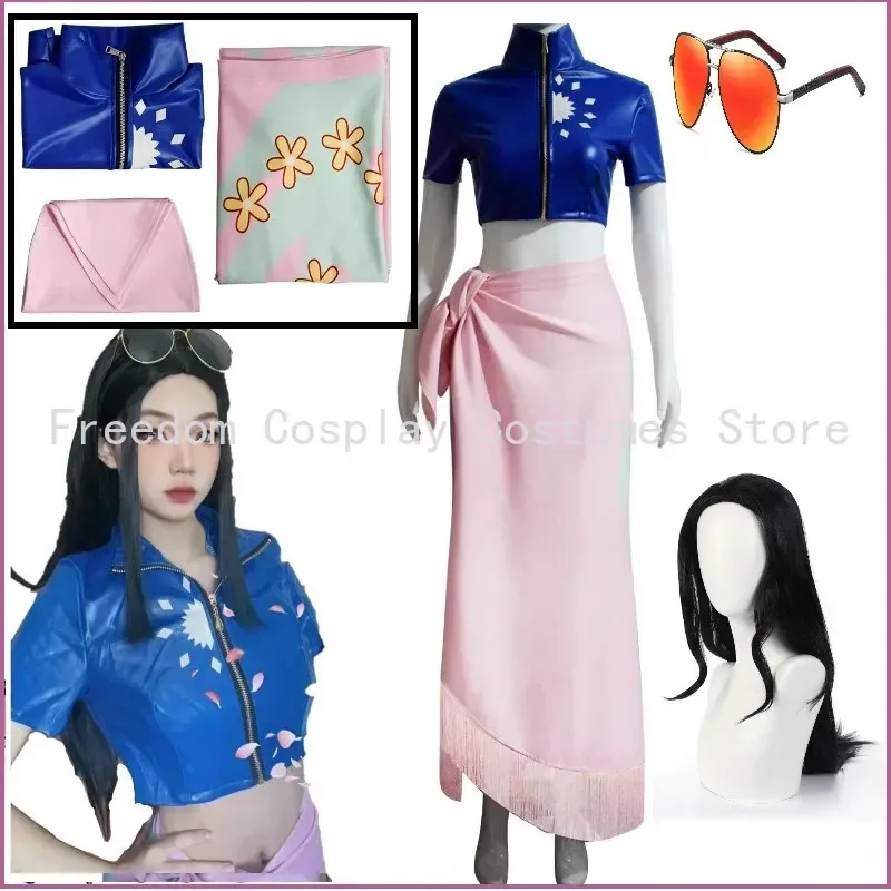 أنيمي تأثيري حلي فستان ملابس نيكو روبن تأثيري حلي نظارات شعر مستعار بدلة حفلة ازياء لفتاة هالوين كرنفال البدلة