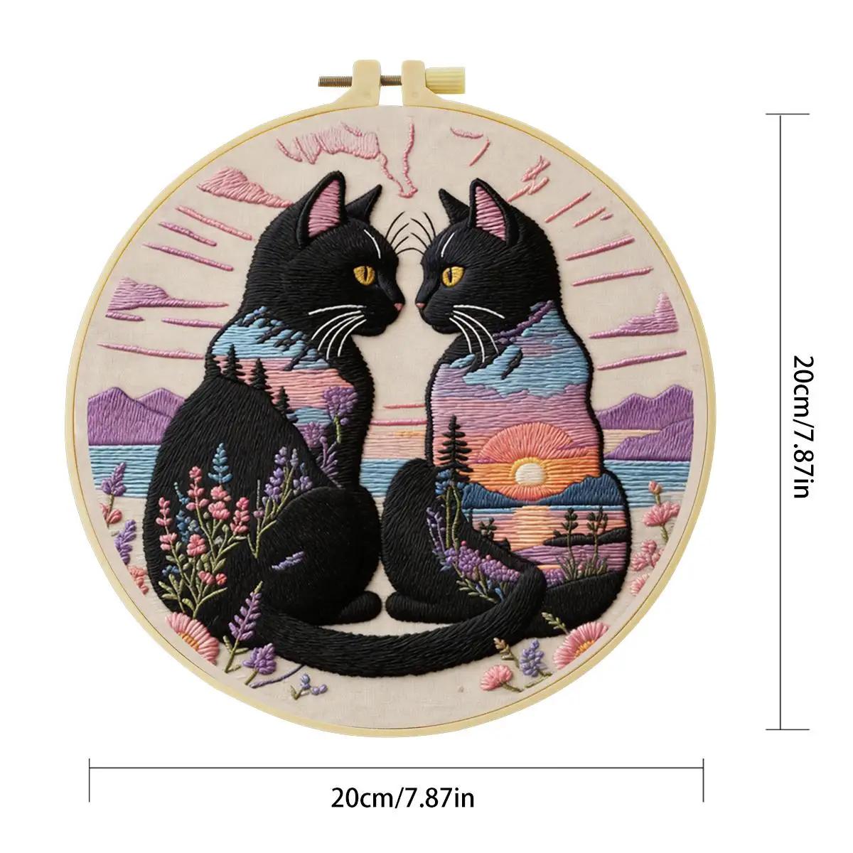 1 Stück 20X20CM/15X15CM 7,87/6,3 Zoll Katzen-Stickerei-Starter-Kit DIY-Kit DIY-Stickerei-Set Handarbeiten Nadelkunst Malerei – Detail 2