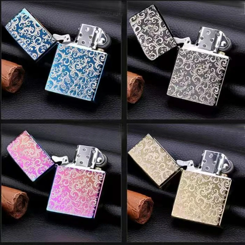 

Классическая зажигалка с цветочным рисунком, металлический шлифовальный круг, керосиновая зажигалка, мужские аксессуары для курения могут быть изготовлены по индивидуальному заказу с узорами