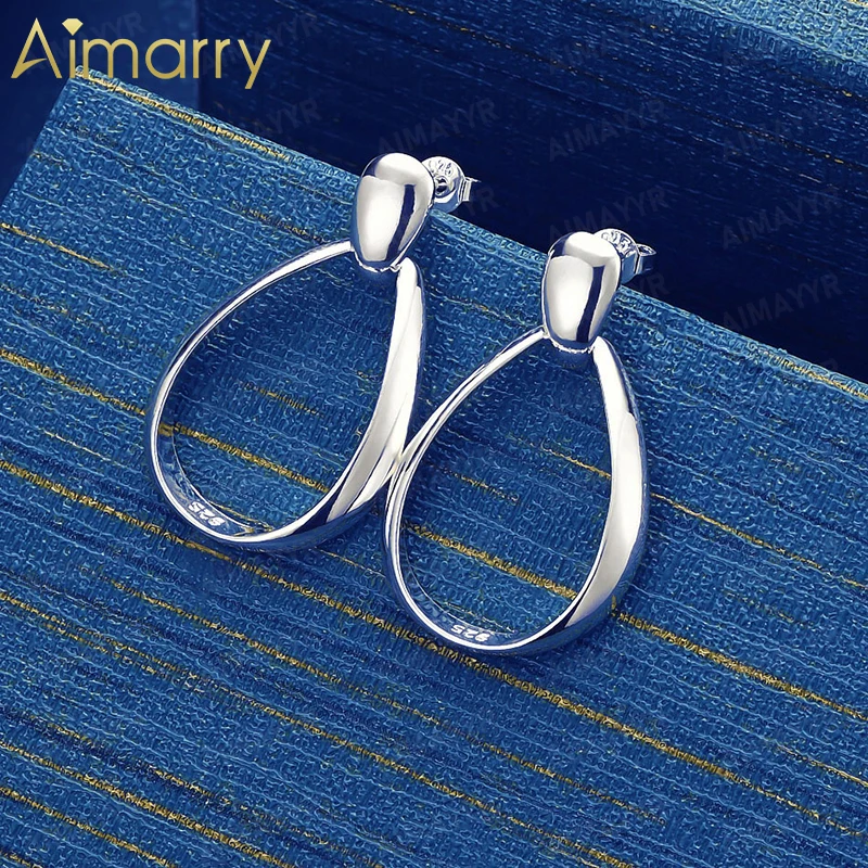 925 Sterling Silver Geometric Water Droplet Hollow Earrings for Women's Parties Banquets Weddings High-quality Fashion Jewelry
