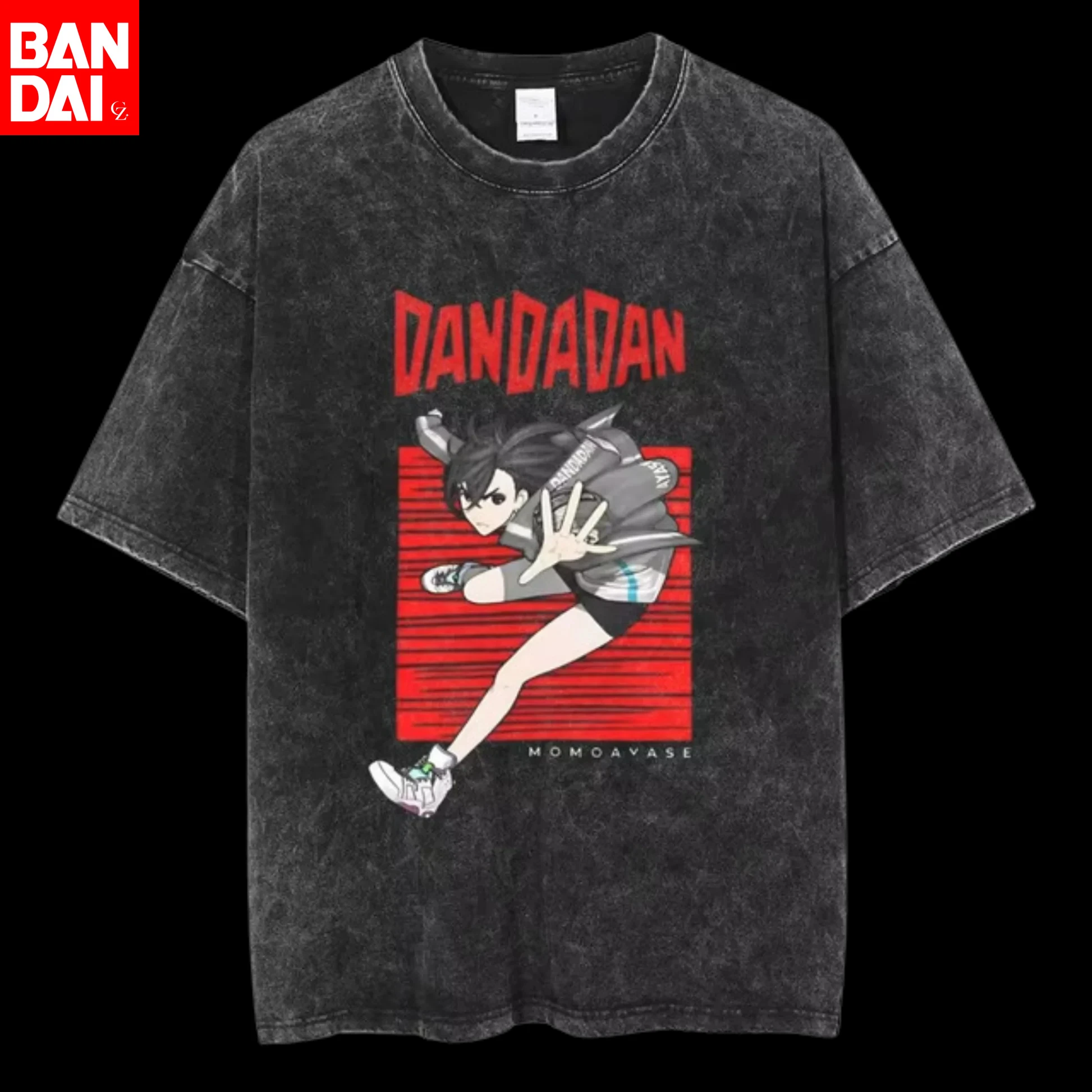 

Мужская футболка Dandadan с монотонным принтом в стиле манга, винтажная, с эффектом потертости, черная, оверсайз, лето 2026, аниме, уличная одежда, Харадзюку