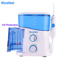 Nicefeel Oral Irrigator UV Sterilization Dental Water Flosser Teeth cleaner 1000ml Water Tank 7 Nozzles Adjustable Water Jet