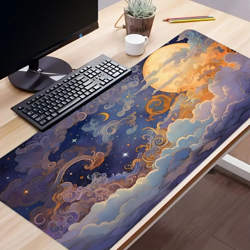 Starry Night Aesthetic Large Gaming Mouse Pad Office Desk Mat Computer Keyboard Pad Non-slip Office Desk Room Decor Accessories