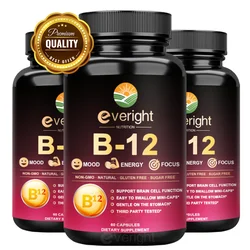 Vitamin B12 - for Mood, Brain, Nervous System, Energy, Metabolism - 3 BioActive B12 Forms 5000 mcg，Non-GMO