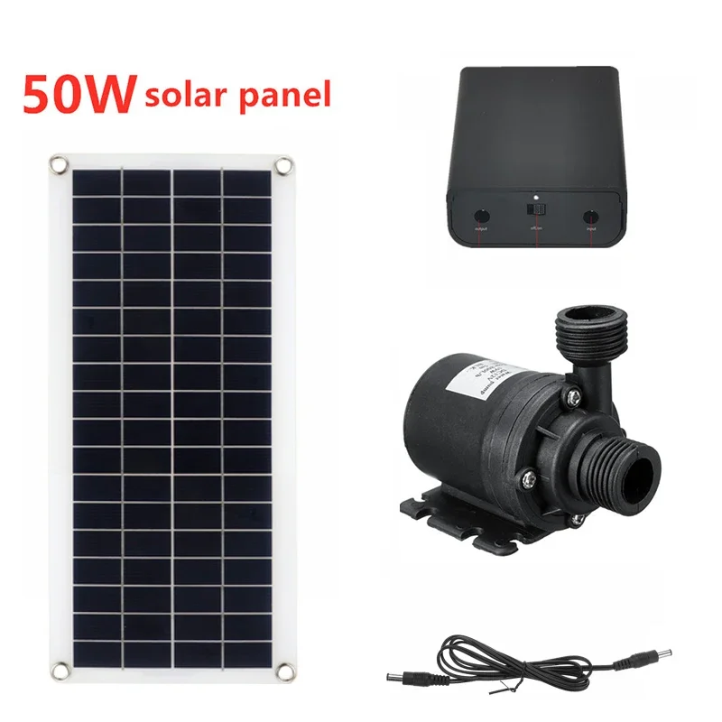 50W 800L/H Solar Panel Kit Brushless Solar Water Pump Solar Cell Photovoltaic Panel Fountain Water Pump Water Pool Pond Pump