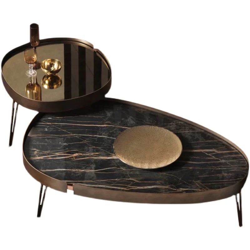 

Italian minimalist rock plate coffee table size combination light extravagance simple designer oval corner