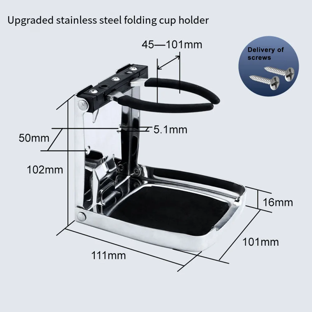 Compact Folding Cup Holder for Boats RVs Trucks Yachts and Carts with Automatic Tension Adjustment and Stability