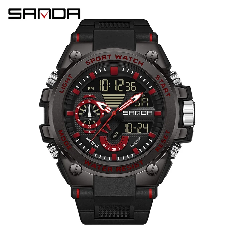 Sanda Herren-Armbanduhr, digital, modisch, wasserdicht, Outdoor-Sport, multifunktional, elektronisch, SD3302-12 6
