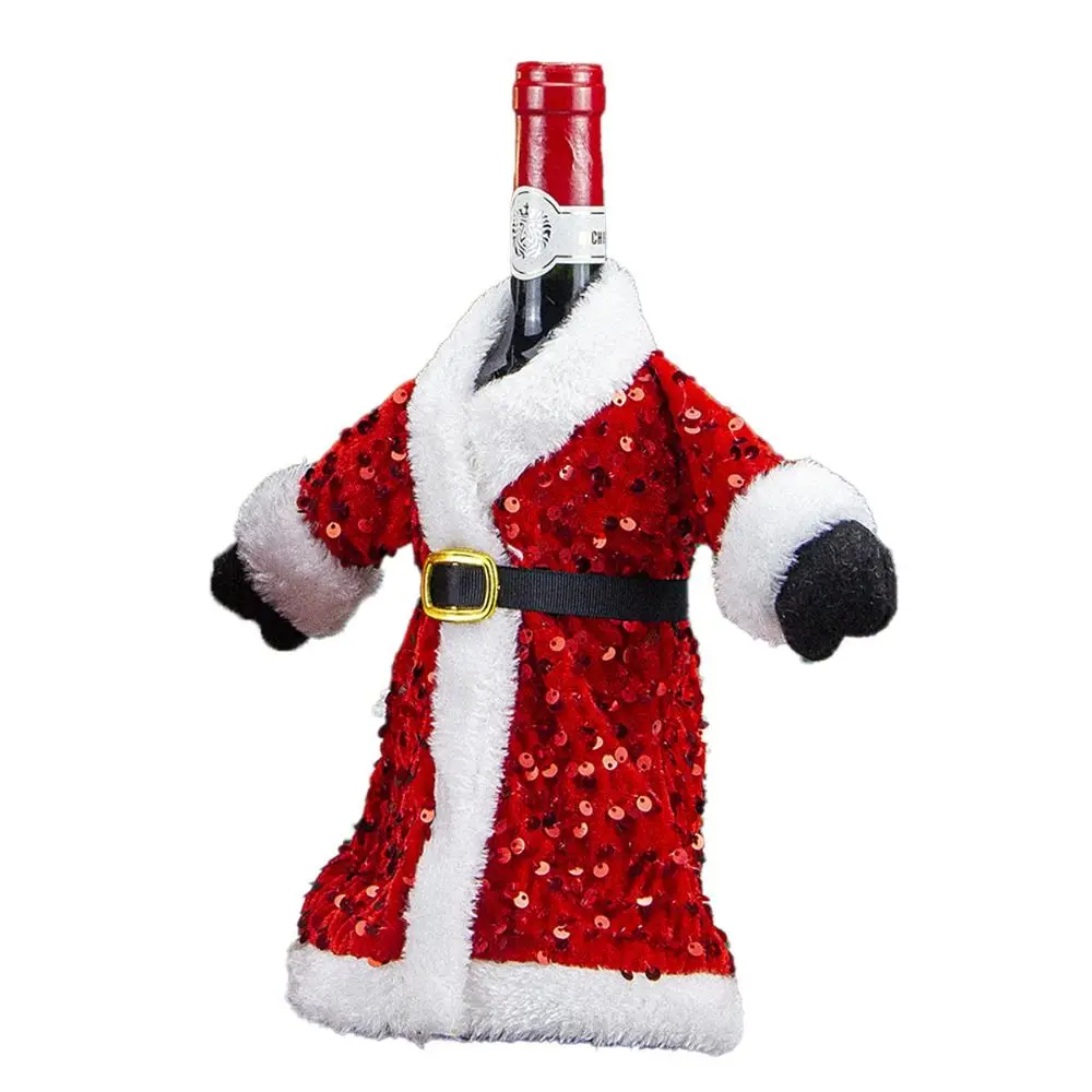 New Sequined Wine Bottle Covers Dust-proof New Year Christmas Decoration Plush Party Decor Champagne Bottle Cover