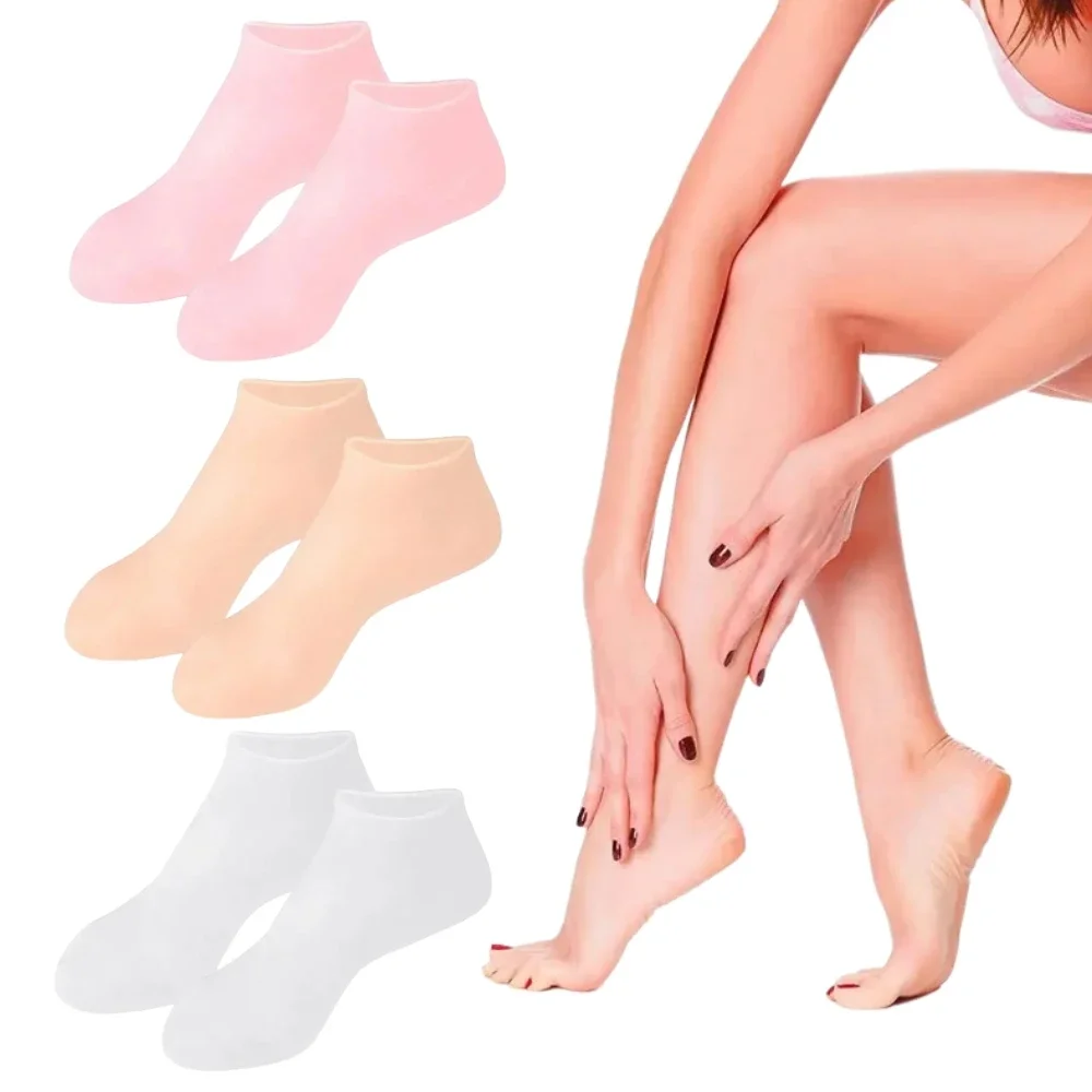 2Pcs Silicone Foot Care Socks Anti Cracking Moisturizing Gel Socks Cracked Dead Skin Remove Protector Pain Relief Pedicure Tools