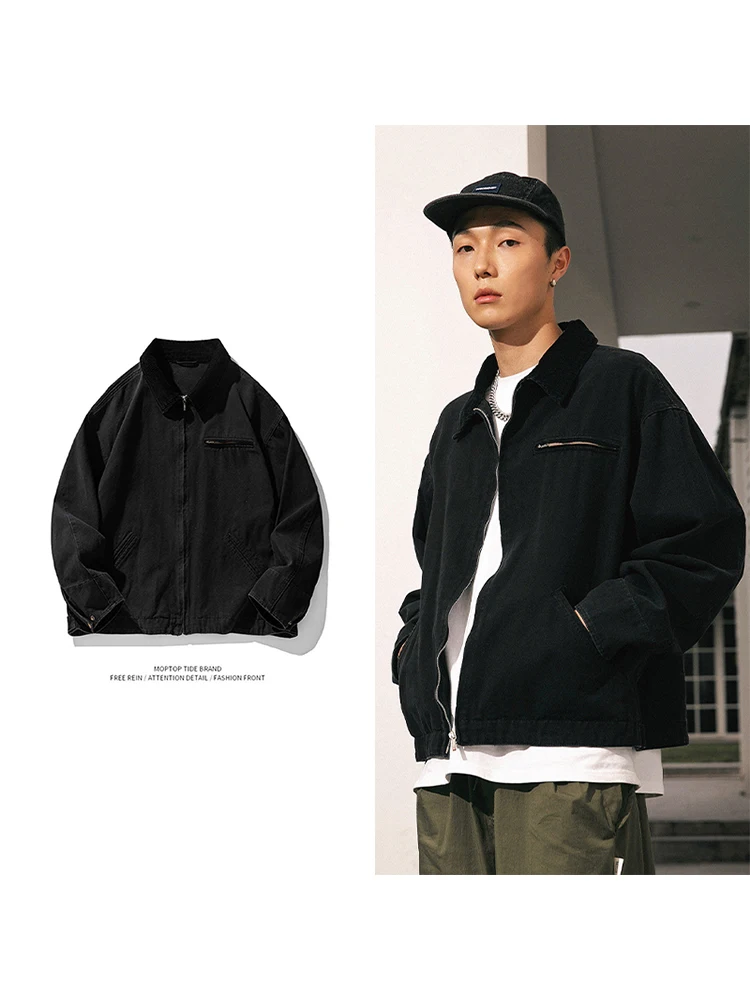 

American Sle Detroit Workwear Jaet Autumn Sle Harrington Coat ex Vintage Clothing Polyester Fabric Windproof Long S...