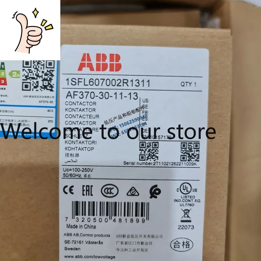 Nuevo Contactor Original ABB AF370-30-11-13 100-250VAC/DC, Compartido entre CC y CA