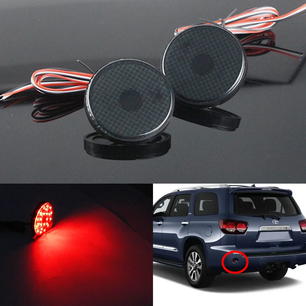 2PCS Led Rear Bumper Reflector Light Red Lens Tail Light for Toyota Sequoia 2008-2014 Highlander 2008-2010 ZRR70 Voxy/Noah