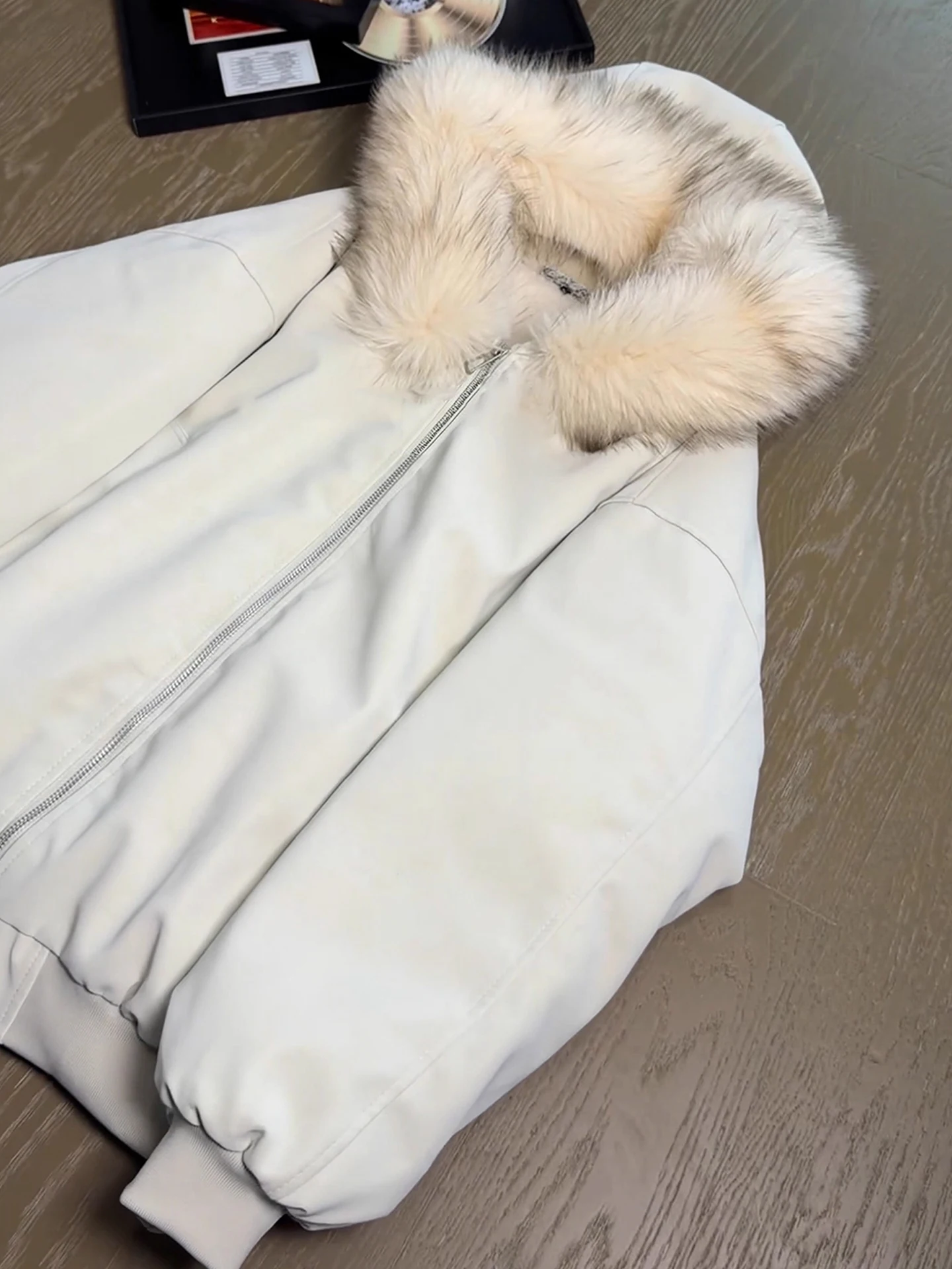 

ex Thiened Fce Lined Parka Coat Winter Warm Outerwear Detachable Fur Collar Cotton PU Leather Long Sve Hoodie Jaet