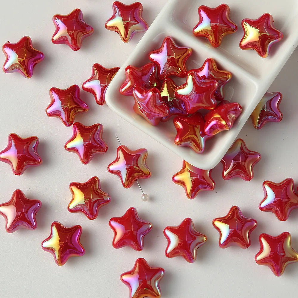 22MM High-quality UV Electroplating Colorful Acrylic Starry Pentagram Beads for DIY Handmade Jewelry Beaded Craft Accessories