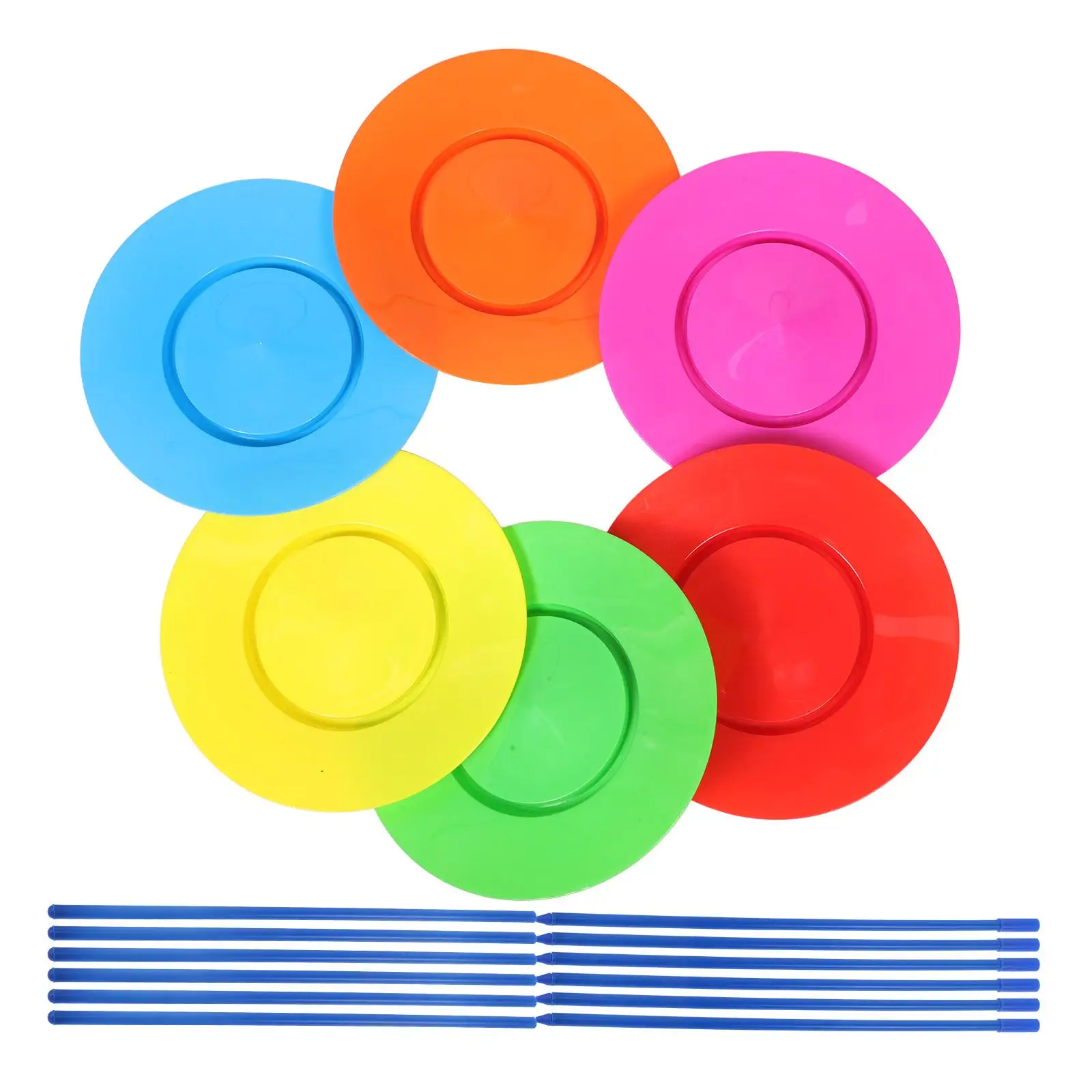 

6 Pcs Props Plastic Hexagon Rotating Disc for Circus Performance Balance Toy Stage Party Decorations
