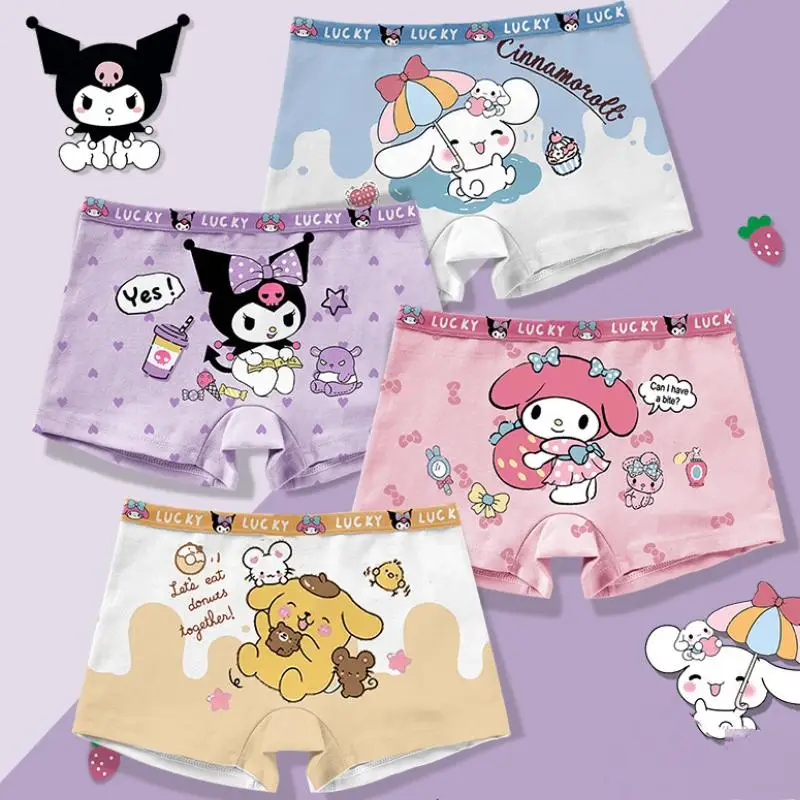 

Sanrio Hello Kitty Underwear Children's Shorts Cartoon Print Kuromi Little Girl Boxer Shorts Breathable Summer Thin Style Gift