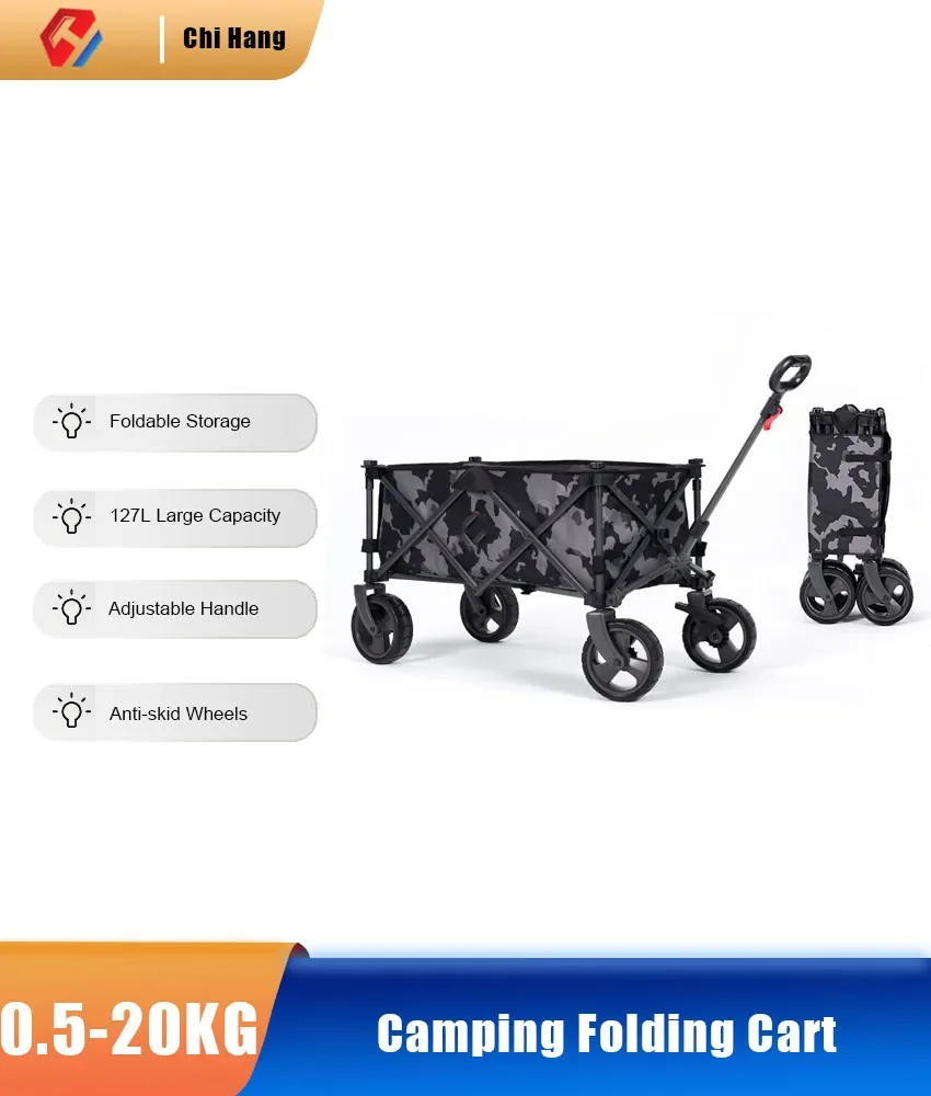 

Bundled Folded Small Size Outdoor Folding Cart Camp Car Camping Picnic Four-wheel Trailer Fishing Rod Portable Shopping Cart