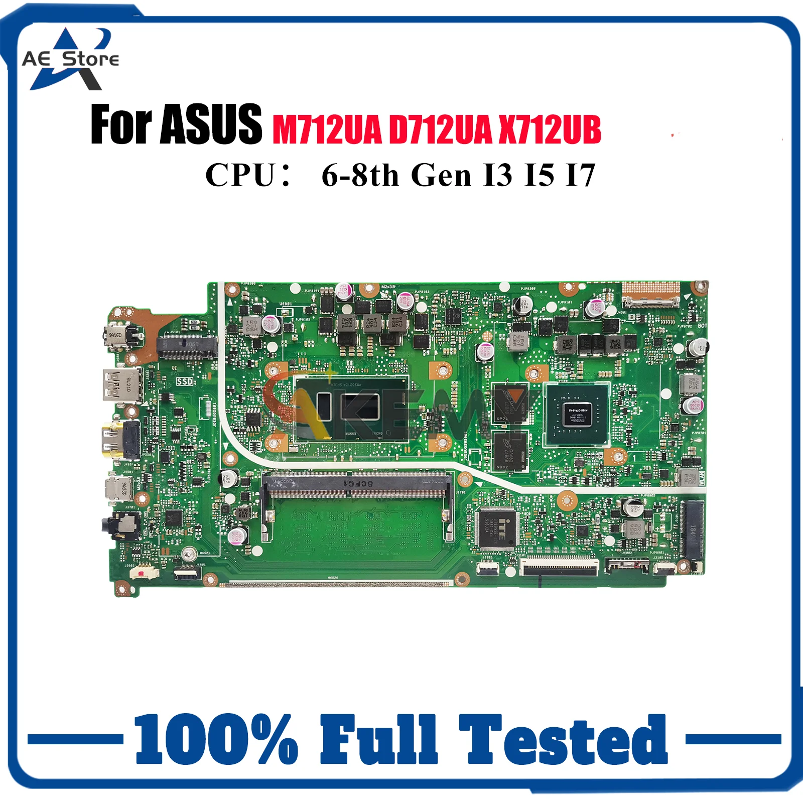

X712UB Laptop Motherboard For ASUS VivoBook X712U X712UA D712UA M712UA Notebook Mainboard With I3 I5 I7 CPU 100% tests OK stk
