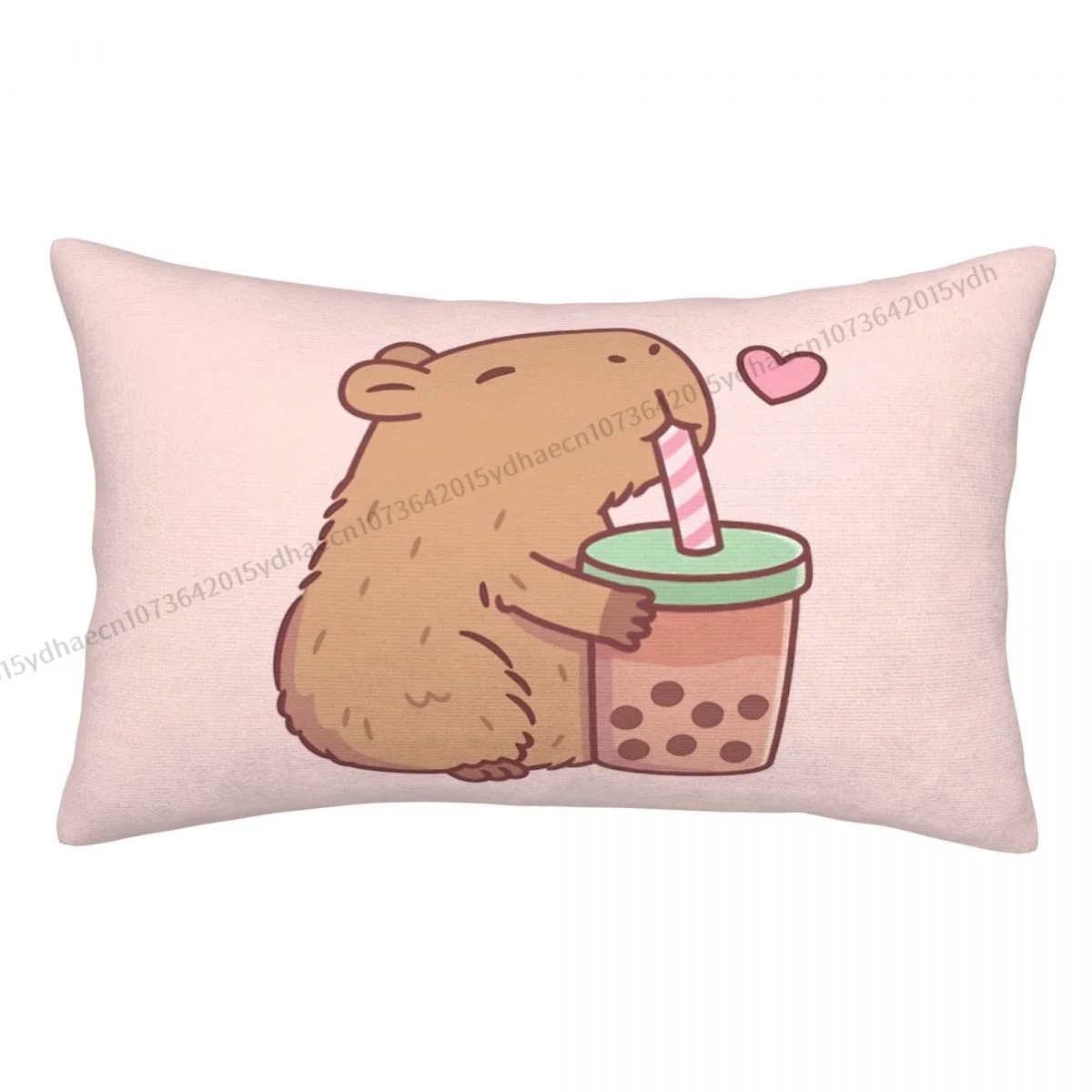 

Cute Capybara Loves Bubble Tea Cojines Pillowcase Cushion Home Sofa Chair Print Decorative Coussin Pillow Covers