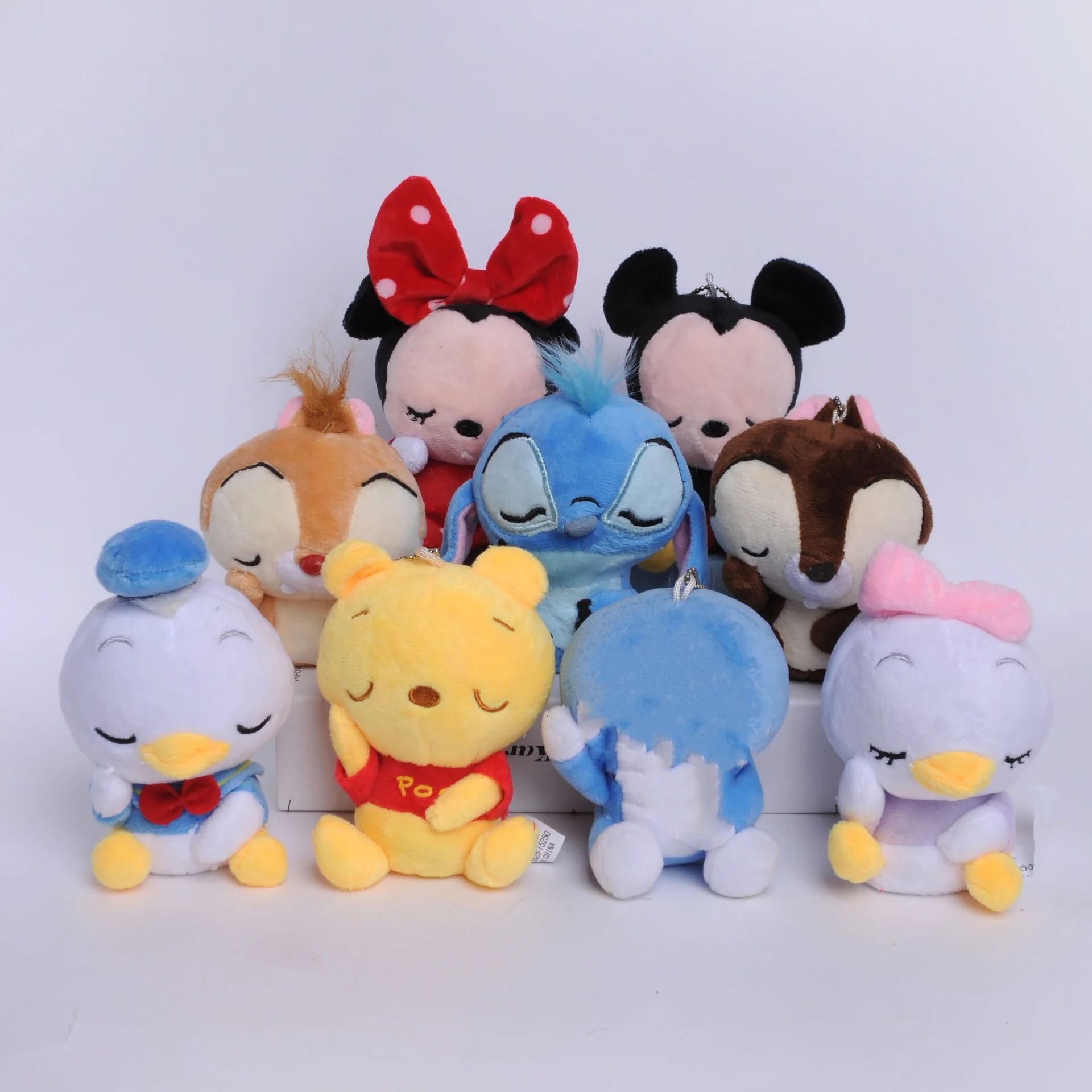 Disney Mickey Mouse Minnie peluche bambola figura carino Donald Duck Stitch Winnie Bear Sleeping Toys bambini compleanno regalo di natale