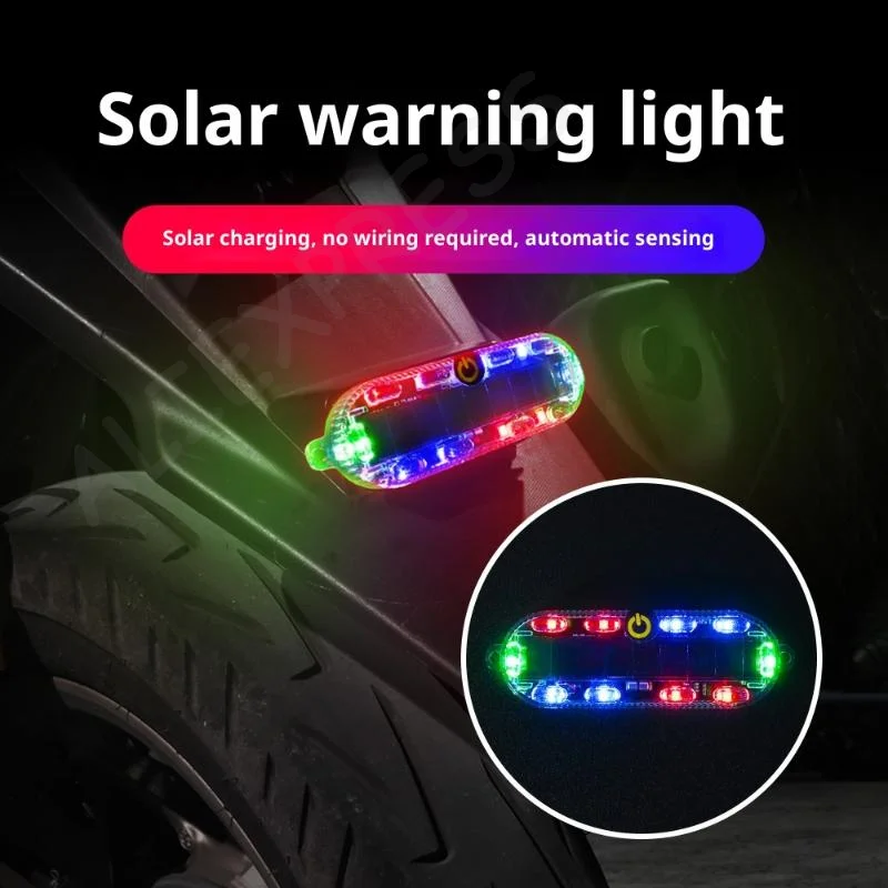 New Car Solar Charging-free Anti-rear Collision And Explosion-proof Safety Light Motorcycle Brake Tail Light Modified Flash