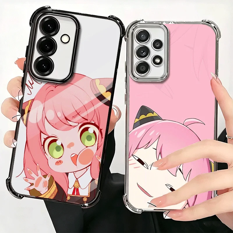 S-Spy Family Anya Plating Phone Case For Samsung A17 A57 A27 A37 A16 A56 A26 A36 A15 A55 A25 A35 A14 A54 A24 A34 A13 A53 A23 A33