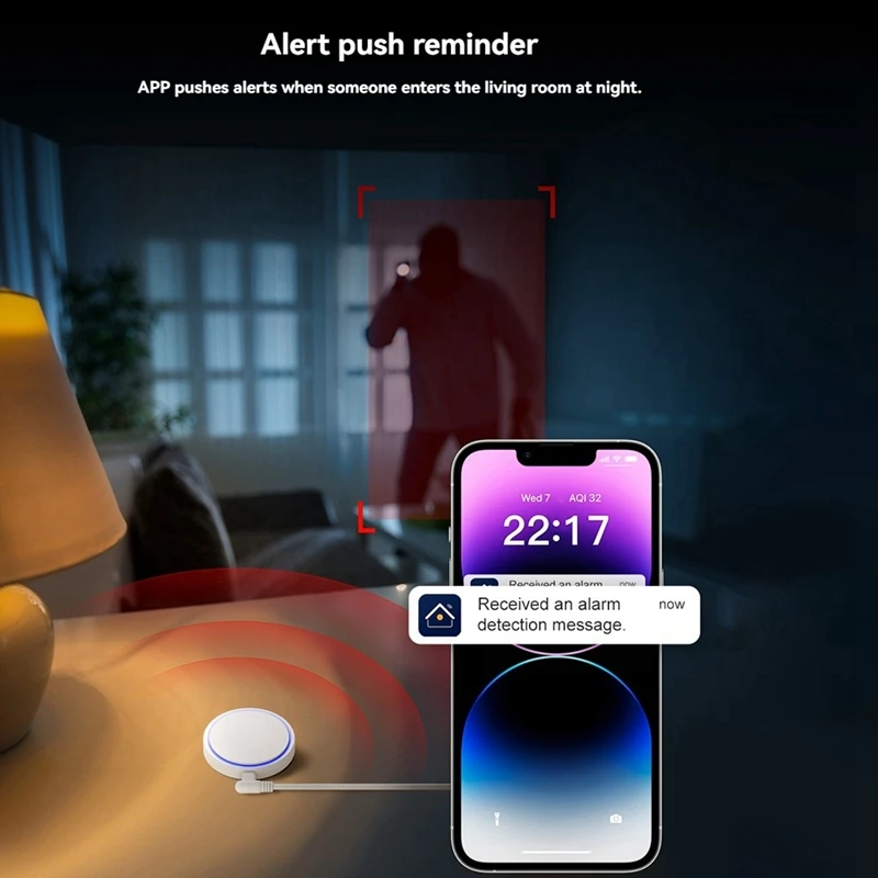 Tuya Wifi Human Presence Motion Sensor 24G Millimeter Wave Radar Detector Motion Detector APP Alarm Push Sensor