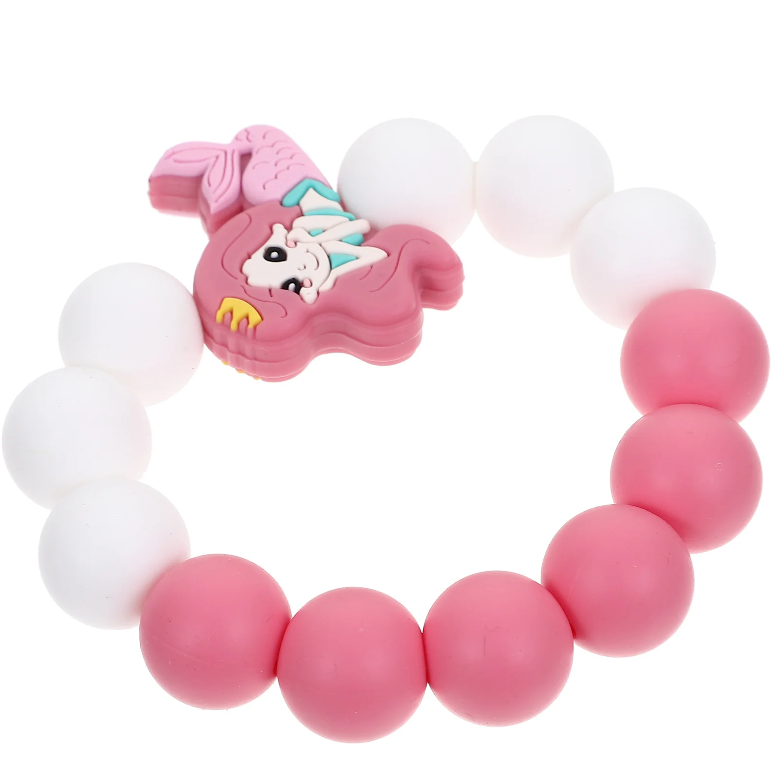 

Silicone Baby Teether Infant Toddler Teething Bracelet Mermaid Charm Chewable Beads For Sore Gums Relief Bpa-Free Soft Safe