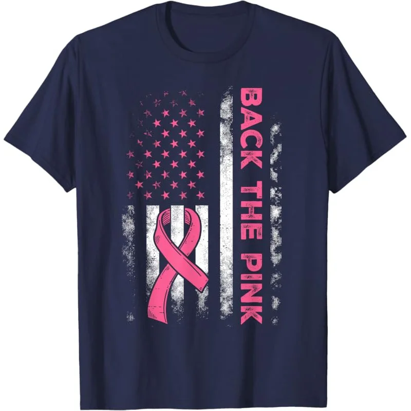 Back The Pink Us Flag Breast Cancer Awareness Women Men Kids T-Shirt Unisex