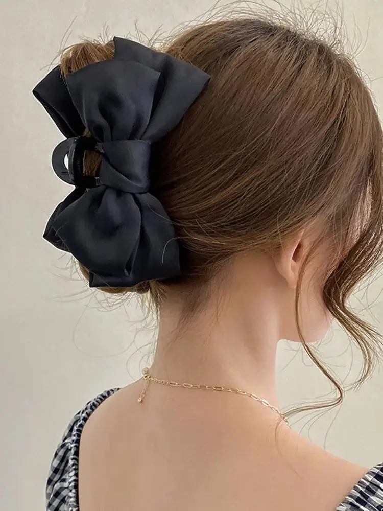 Pince à cheveux avec nœud, grande griffe de requin, Barrettes en épingle à cheveux solide pour queue de cheval, accessoires pour cheveux pour femmes, bandeaux