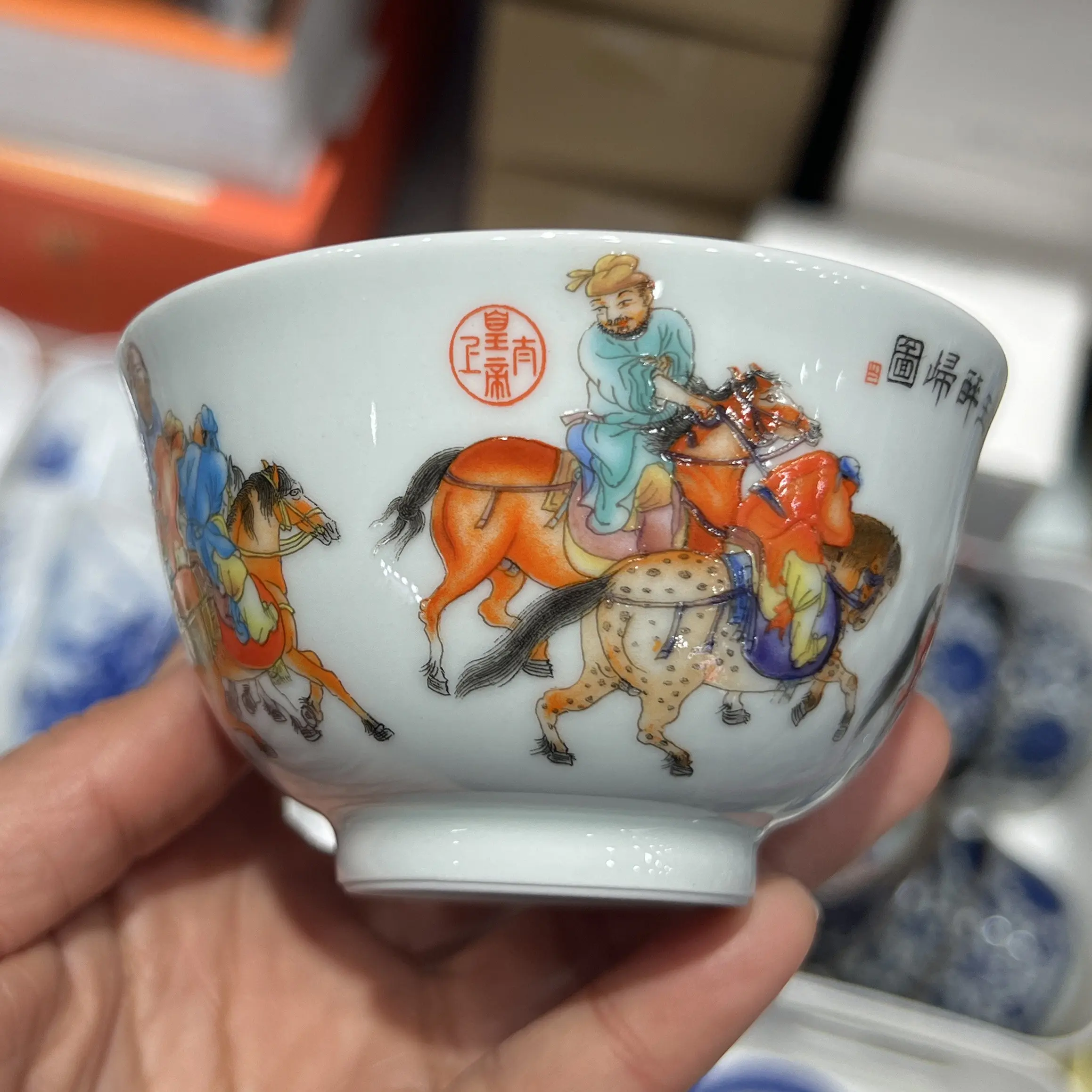Jingdezhen Pastel Cup Single Cup Ceramic Cup Set Tea Tasting Cup Chinese Egg-Shell Porcelain Household Small Tea Cup