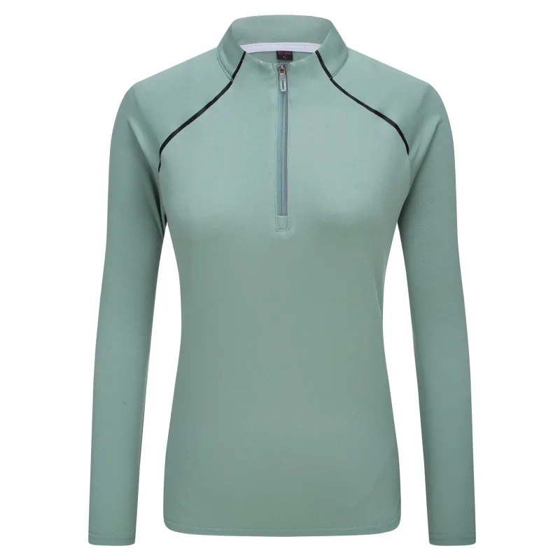 Quick-drying Long-sleeved Women Outdoor Lovers Clothes Loose Sweat-absorbing Breathable Zipper Mock Neck Sports Running Jakets