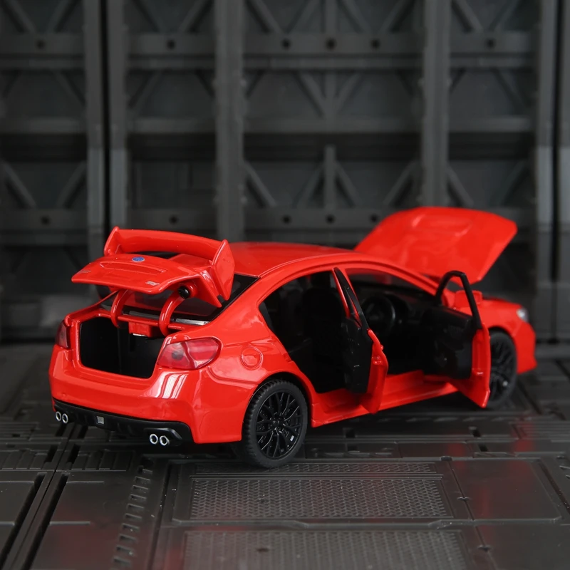 1:30 simulación Subaru WRX STI colección de adornos de modelo de coche de aleación, puertas y capó de motor, maletero se puede abrir detalles ricos