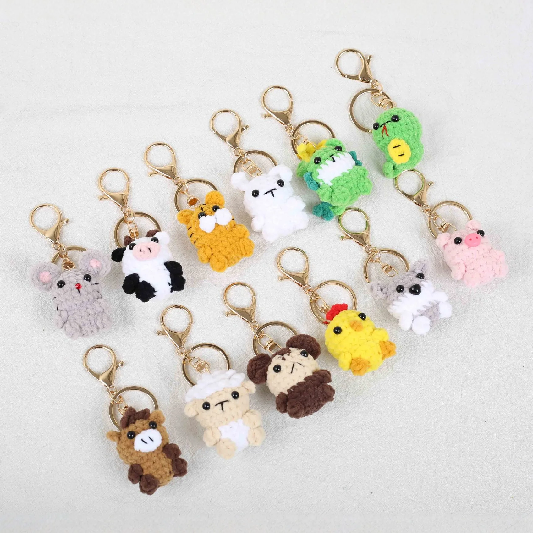 Chinese Zodiac Candy Bean Sleutelhanger Handgemaakte Weven Schattige Kinderen Creatieve Metgezel Gift Bag Hanger Accessoires