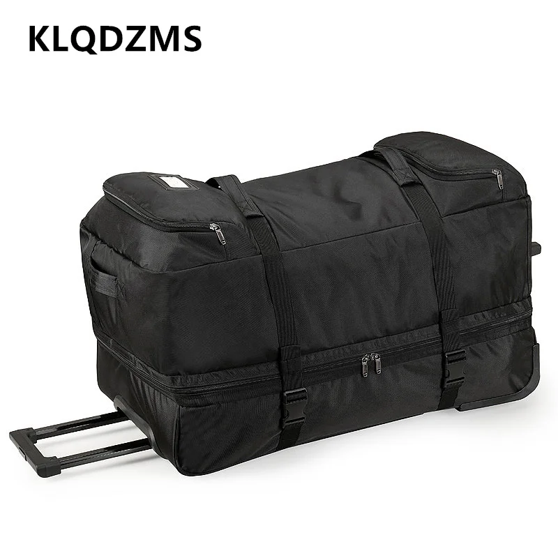 KLQDZMS حقيبة سفر أكسفورد القماش سعة كبيرة حقيبة العربة ملابس قابلة للطي الكتفين على ظهره المرأة المتداول الأمتعة #1
