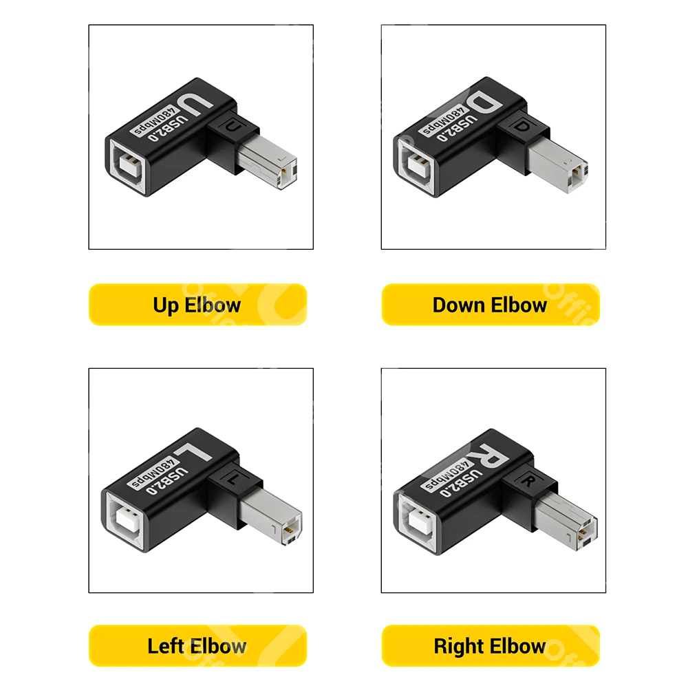 Elbow USB2.0 Printer Adapter USB Type B Male to Female For Printer Hard Drive Base Fax Machine Scanner USB 2.0 Printer Adapter