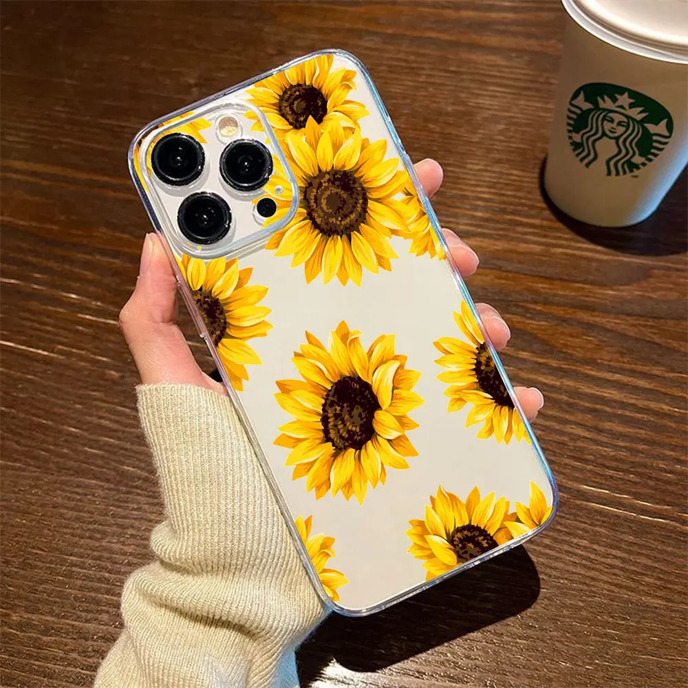 Sunflower Printed Phone Case For iPhone 13 11 16 15 14 12 17 Pro XS Max Air 7 8 6s Plus XR SE 2022 2020 16e 17e TPU Back Cover