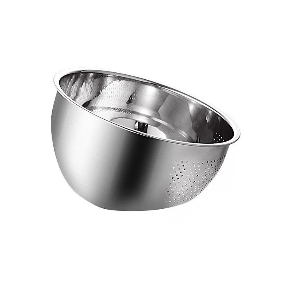 304 Stainless Steel Kitchen Colander with Angled Drain Base for Rice Rinsing and Vegetable Straining 22.5x11.5x3.5cm