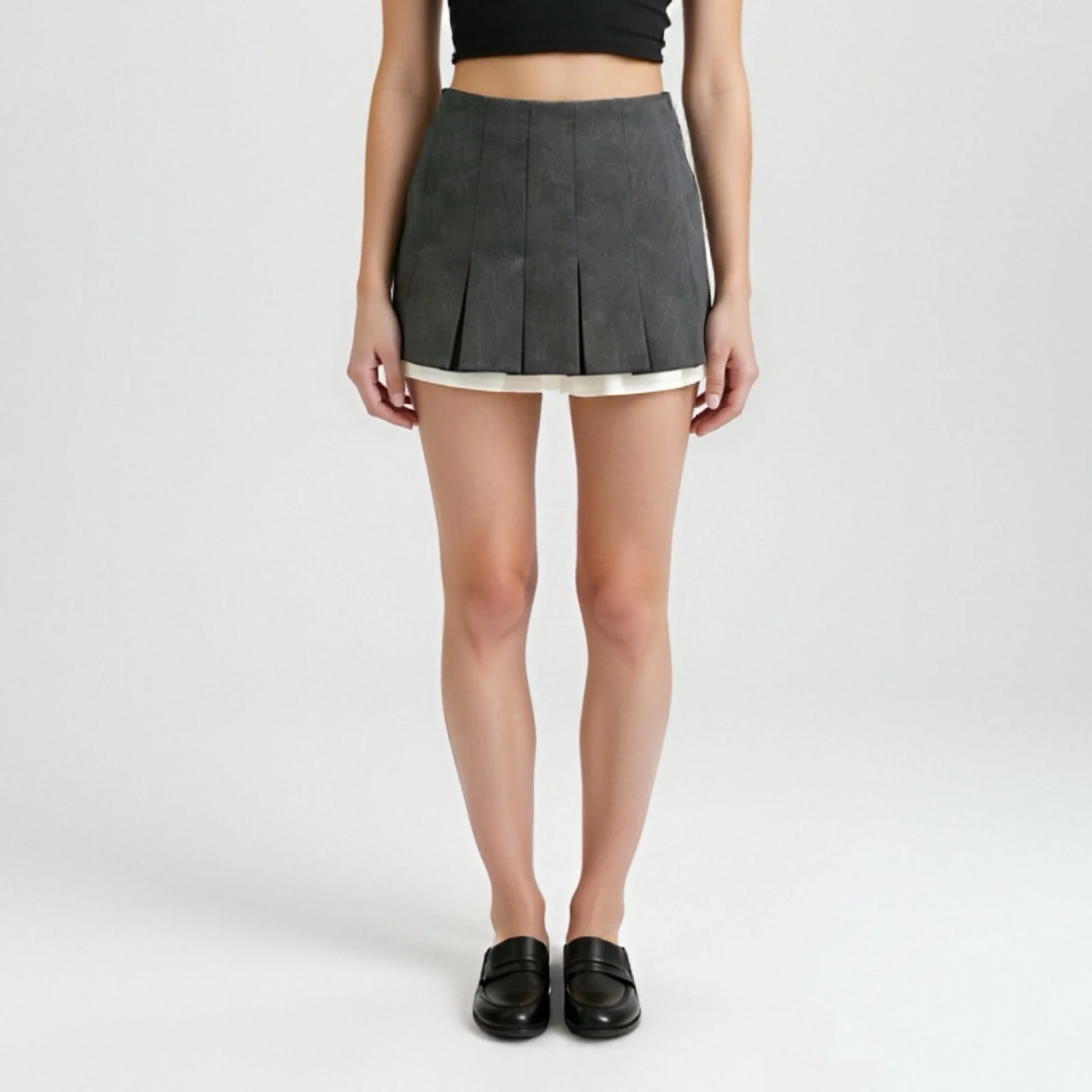 Basic Women Pleated Mini Skirt, High Waist Patchwork Mini Skirt Summer A-line Skirt Streetwear