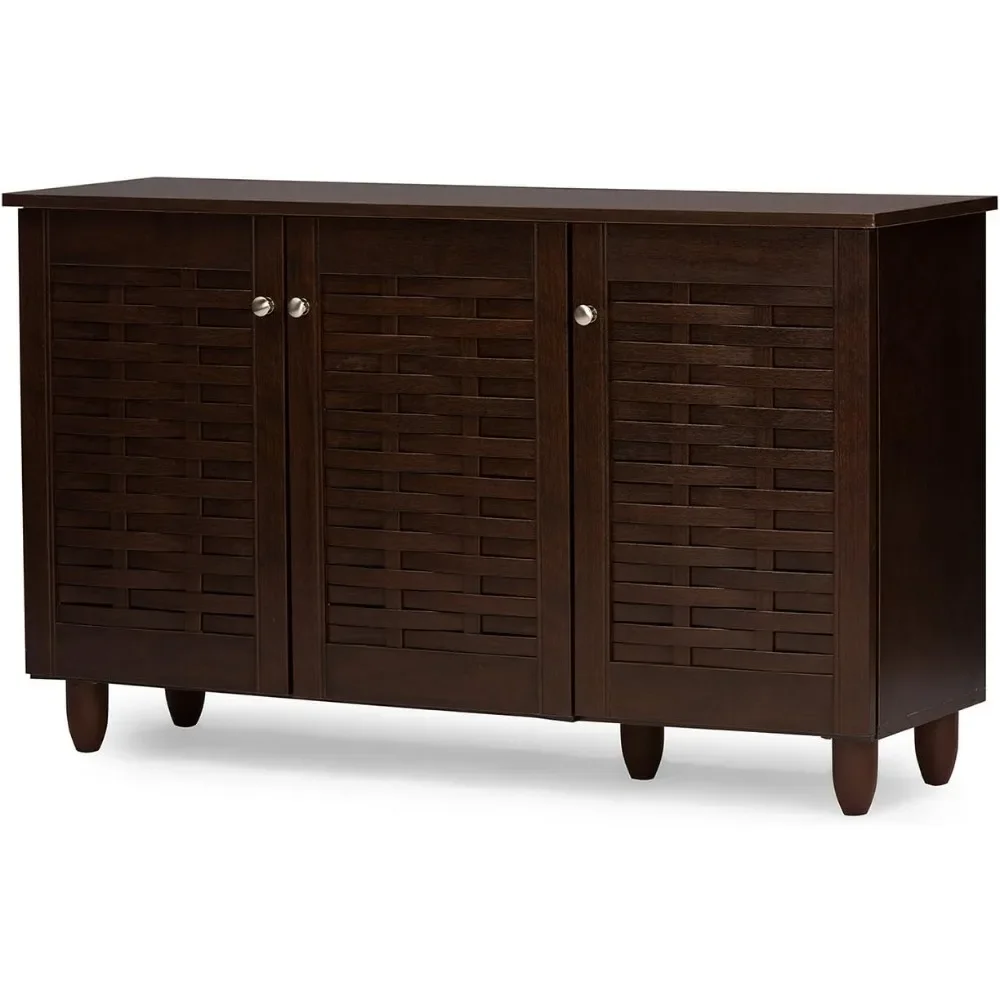 Shoe Cabinet Wholesale Interior Design Modern & Contemporary 3 Door Dark Brown Wooden Entryway Shoe Locker