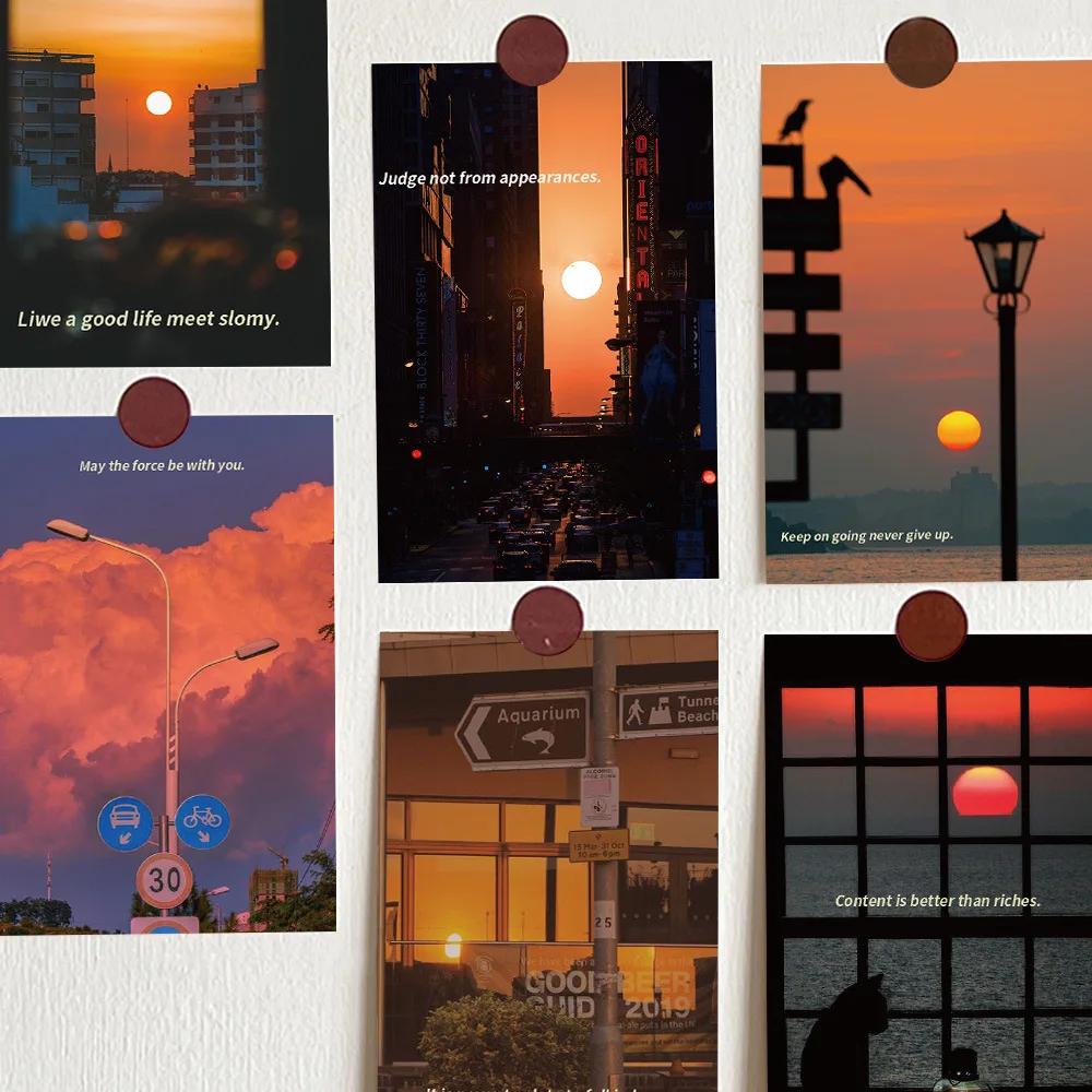 10Pcs/Set Sunset Photo Wall Collage Prints Aesthetic Landscape Poster Wall Stickers Room Posters Background Home Wall Decor