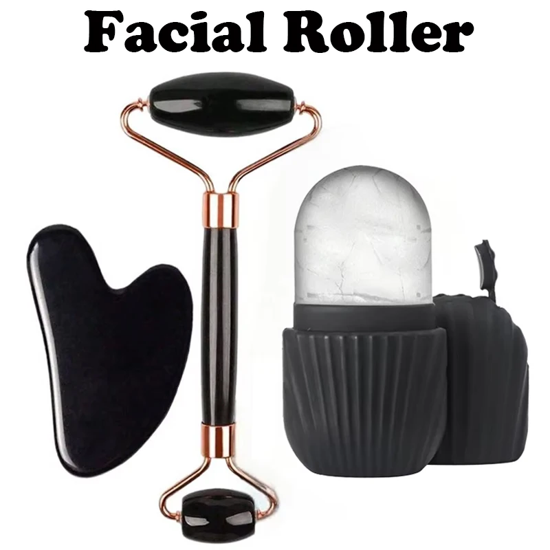 1/2/3pcs Ice Face Roller Facial Skincare Ice Roller Set,Facial Roller GuaSha FaceTool Set,Face Massage Roller Lifting Contouring