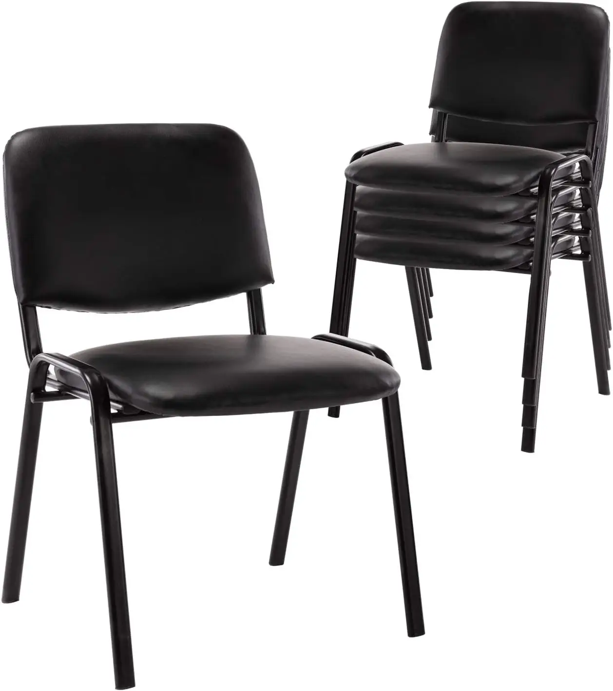 H&Y HEAH-YO Reception Chair Stacking Mesh Armless Office Conference Black Desk Chairs for Guest, Waiting Room, Lobby, Banquet,