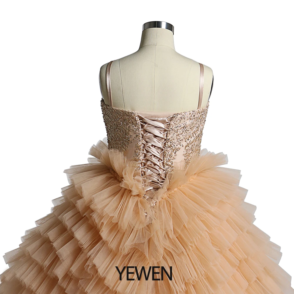 Vestidos de primera comunión con lentejuelas brillantes para niñas, vestidos de flores con volantes escalonados, vestido de fiesta de princesa, vestido para sesión de fotos