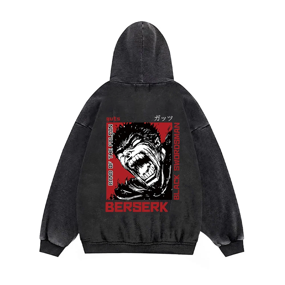 Berserk Anime Bluzy 100_Bawełna Mężczyźni Kobiety Gothic Manga Bluzy z kapturem Bluzy codzienne Vintage Streetwear Odzież męska