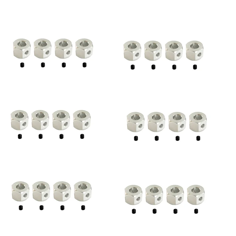 

24PCS 5Mm To 12Mm Metal Combiner Wheel Hub Hex Adapter For WPL D12 C14 C24 B14 B16 MN D90 D91,Silver